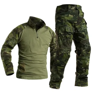Man Hunting Clothing Sets Tactical Uniforms BDU  Hiking Suit Camouflage Long Sleeve T-shirts Cargo Work Pants