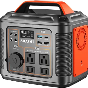 Portable Power Station, 300W 296Wh Solar Generator Quick Charge / 110V AC Outlets/DC Ports and LED Flashlight, Lithium Battery B