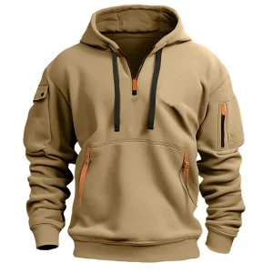 2025 New Multi Pocket Zipper Fleece Hooded for Men and Women Plus Size Loose Pullover
