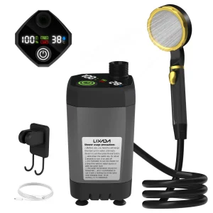 Camping Shower Pump RV Outdoor Shower Kit w/Full Screen Intelligent Digital Display Adjustable 6000mAh