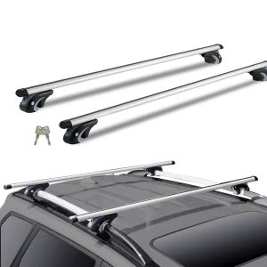 Adjustable Aluminum Roof Rail Crossbar  Luggage Carrier 200LBS for SUVs, Sedans