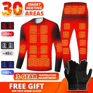 30 Areas Self Heating Unisex Jacket Vest, Thermal Underwear Ski USB Electric Heating Clothing